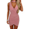 Duopindun Womens Ladies Choker V Neck Wrap Over Evening Short Mini Bodycon Party Dress duopindun kopen in de aanbieding Duopindun Womens Ladies Choker V Neck Wrap Over Evening Short Mini Bodycon Party Dress duopindun kopen in de aanbieding