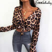 Meihuid Women Sexy V Neck Slim Crop Tops Long Sleeve Leopard Print Shirt Clubwear Blouse meihuid kopen in de aanbieding Meihuid Women Sexy V Neck Slim Crop Tops Long Sleeve Leopard Print Shirt Clubwear Blouse meihuid kopen in de aanbieding