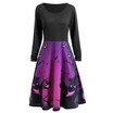 Gbtiger Long Sleeve Halloween Ghost Print Flare Dress gbtiger kopen in de aanbieding