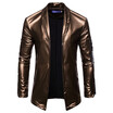 Kinikiss Solid Color Lapel Collar Long Sleeve Mens Pu Jacket kinikiss kopen in de aanbieding