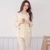 Red beans home Hodohome pajamas women spring&autumn cotton long-sleeved cartoon wave point leisure home service set beige 170 92A
