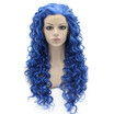 Iwona Synthetic Hair Lace Front Long Curly Blue Wig iwona kopen in de aanbieding