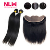 Nlw 10A Brazilian Virgin Human Hair 4 Bundles With Frontal Silk Straight Weaves nlw kopen in de aanbieding
