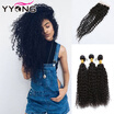 Yyong Brazilian Virgin Hair With Closure 8A Curly Wave 3 Bundles Human Free Shipping yyong kopen in de aanbieding