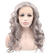 Anogol Ash Sliver Grey Long Body Wave Glueless Heat Resistant Fiber Natural Wigs Peruca Laco Sintetico Synthetic Lace Front Wig anogol kopen in de aanbieding