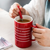 Joy Collection Porcelain Soul Ceramic With A Lid A Spoon Cup Simple Coffee Large Capacity Creative Personality Couple Water Mark Line Life Red Stripes joy collection kopen in de aanbieding Joy Collection Porcelain Soul Ceramic With A Lid A Spoon Cup Simple Coffee Large Capacity Creative Personality Couple Water Mark Line Life Red Stripes joy collection kopen in de aanbieding