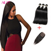Alot Peruvian Full Lace Closure With Bundles Virgin Straight Hair 3 alot kopen in de aanbieding