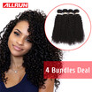 Allrun Curly Weave Human Hair 4 Bundles Kinky Virgin Malaysian 100G allrun kopen in de aanbieding