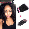 Iueenly Malaysian Virgin Hair With Closure 3 Bundle Deals Curly Kinky Bundles iueenly kopen in de aanbieding