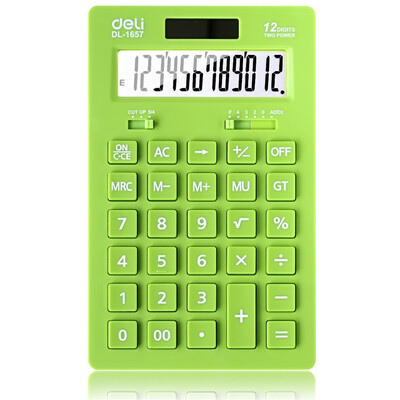 

Deli 1657A 12-значный большой экран солнечный яркий калькулятор цвета светло-зеленый