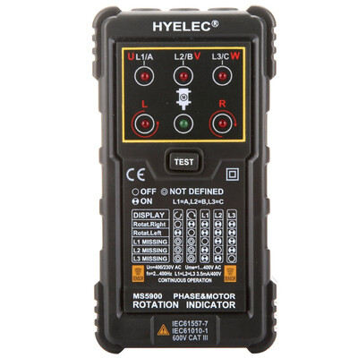 

ГИ (PEAKMETER) MS5900 двигатель и последовательность фаз таблицы Индикатор чередования фаз вращения