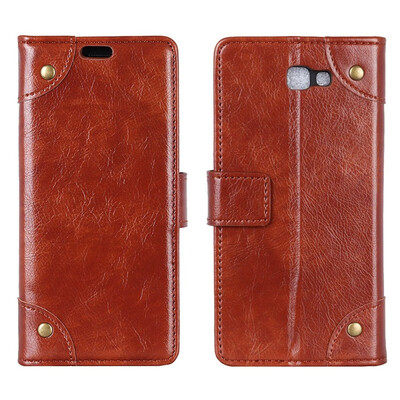 

MOONCASE Samsung Galaxy J7 Prime 2 Copper Buckle Napa Leather Case - Brown