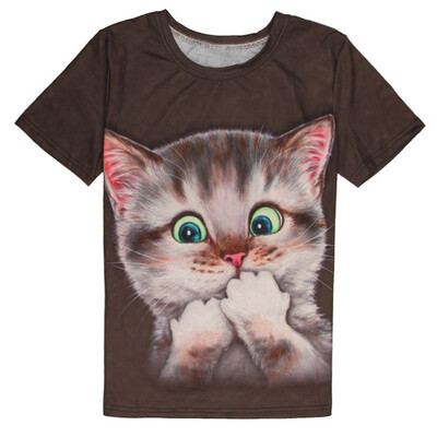 

Toponeto Men Summer Casual Abstract Cat 3D Print O Neck Short Sleeve T-shirt Top Blouse