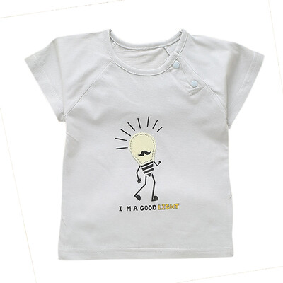 

Baby boy girl summer bamboo shirt fiber short-sleeved T-shirt new children printing patch T-shirt