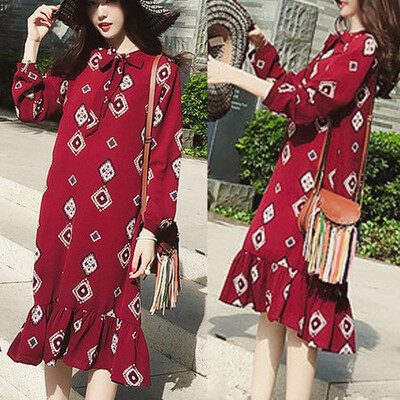 

Tailored Women Autumn Fashion Bandage Loose Dress Long Sleeve Leisure Dresses