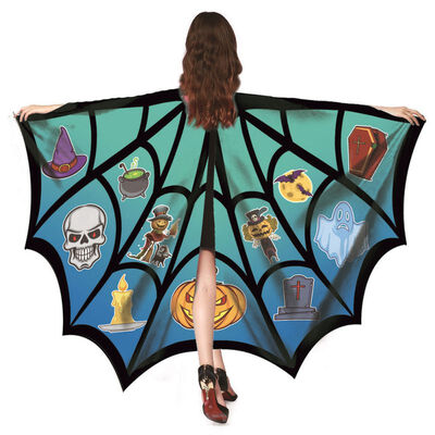 

Rotating Fairy Wings Chiffon CloakWith Neck Sleeve Hand Pull Position Suitable Halloween Party Masquerade Decorations Cloak