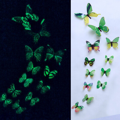 

JPGIF 12pcs Luminous Butterfly Design Decal Art Wall Stickers Room Magnetic Decor BU