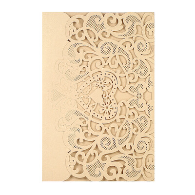

20pcsset Wedding Invitation Card Cover Pearl Paper Laser Cut Hollow Heart Pattern Invitation Cards Wedding Anniversary Supplies--