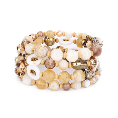 

Women Girls Multilayer Alloy Resin Bracelet Geometric Beads Hand Chain Bangle Hand Ornament