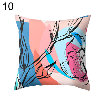 

Flower Color Block Twig Pillow Case Cushion Cover Sofa Bed Car Cafe Office Decor