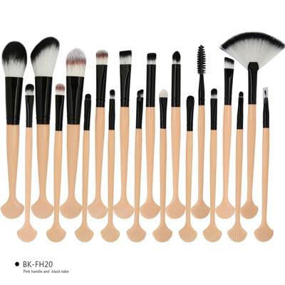 

Professional Shell Makeup Brushes Set 20 Pieces Plastic Handle Nylon Shell Brush Concealer Eyeshadow Blush Face Cosmetics Kit