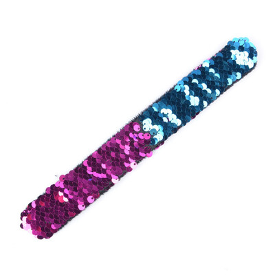 

New Fashion 20 Colors Mermaid Slap Bracelets Two-color Reversible Charm Sequins Flip Wristbands Gifts
