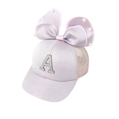 

New Girls Children Sequins Letter Print Caps Hats Child Adjustable Sun Protection Casual Bowknot Design Visors