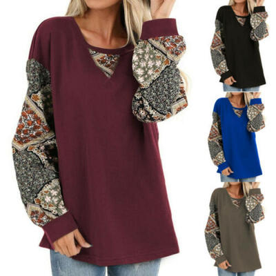 

New Womens Tunic Tops Long Sleeve Casual Loose Tops Blouse Fashion Shirt T-Shirt