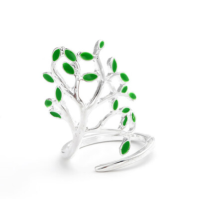 

Enamel Tree Shaped Ring 925 Sterling Silver Ring Jewelry Cool Women Wedding Engagement Ring Party Accessory