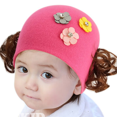 

Cute Kids Wig Hat Baby Boy Girls Cap Knit Earmuff Wig Caps Soft Autumn Winter Warm Hats Girl Hat Toddler Photography Accessories