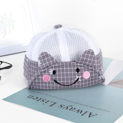 

Summer new cute cartoon smiley dual-use mesh cap sun hat cotton infant cap for 0-24m
