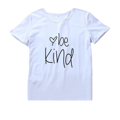 

Be Kind Simple Letter Print Summer Women T-Shirt Short Sleeve Round Neck Tee Top