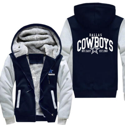 

US STOCK Mens Dallas Cowboys Hoodie Zip up Jacket Coat Winter Warm
