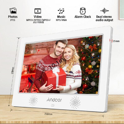

Andoer 101 Inch Digital Photo Picture Frame 1024600 Resolution TFT-LED Screen Support CalendarClockAlarm ClockPhotoMusicVid
