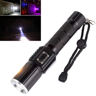 

USB Charging High Brightness Flashlight COB Warning T6 3 Mode Zoomable Light Hot