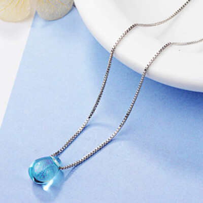 

Artificial Blue Crystal Water Drop Necklace Clavicle Chain Necklace For Women