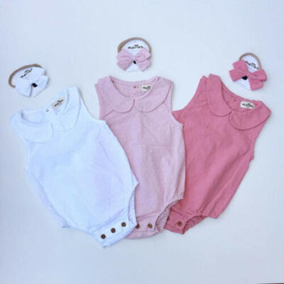 

Newborn Toddler Baby Girl Summer Solid Romper Bodysuit Jumpsuit Outfits Sunsuit