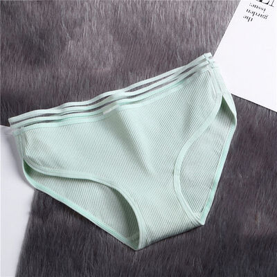 

Women Vertical Striped Cotton Panties Female Mid Waist Breathable Briefs Solid Elastic Crotch Lingerie Intimates Underwear