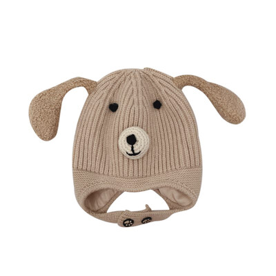 

5 Colors Knitted Winter Baby Hat with Ears Cartoon Bear Lace-up Children Kids Baby Bonnet Cap for 1-3 Years