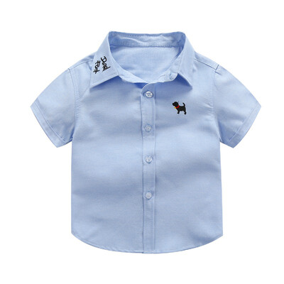 

Baby Shirts New Children Short-sleeved Shirt Boys Puppy Solid Color Top Baby Casual Clothing 3-10T