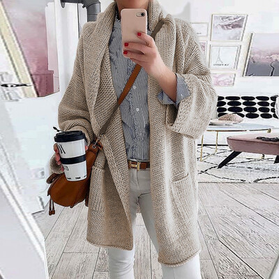 

Tailored Women Fashion Casual Solid Open Front Long Sleeve Knit Sweater Cardigans Coat