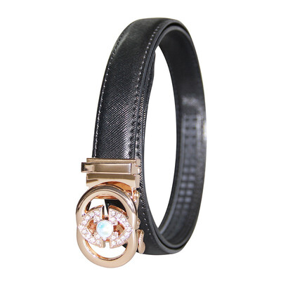 

Womens Automatic Buckle Genuine Leather Ladys Ratchet Holeless Belt Business High Quality Womens Real Belt for Pants