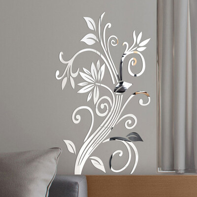 

Gobestart 3D Diy Leaves Flower Fashion Acrylic Wall Sticker Modern Stickers Decoration