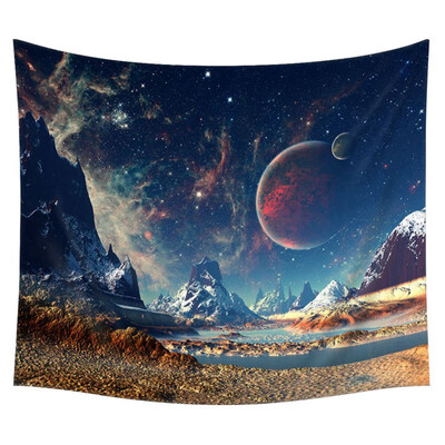 

New Design Hanging Wall Tapestry Hanging Planet with Earth Moon&Mountains Polyester Fabric Wall Decor