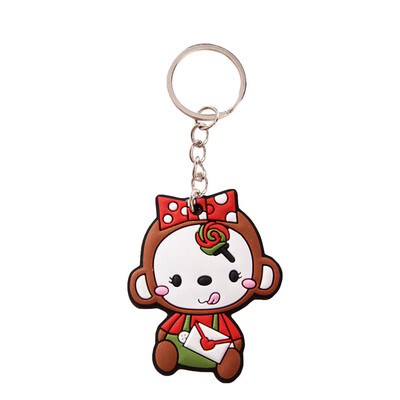 

Lovely Animal Keychains Soft Rubber Cute Panda Cat Dog Monkey Key Ring For Women Bag Car Charms Key Chain Lucky Gift Toys