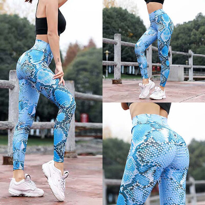 

Gobestart Serpentine High Waist Leggings Serpentine Women Yoga Pants Mesh Leather Leggins