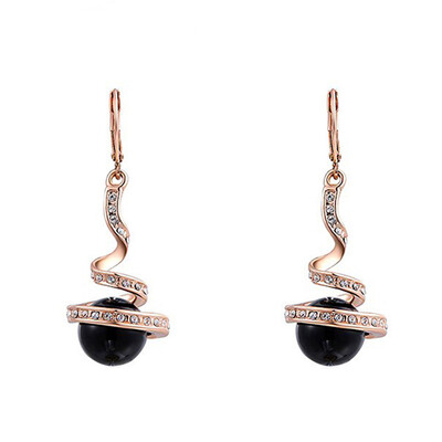 

New Design Big Black Statement Simulated Pearl Long Earrings For Women Fashion Black Earrings Jewelry Fine Gift