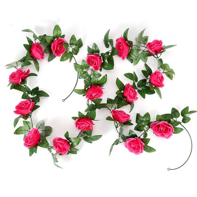 

23m 16heads Artificial Rose Flowers Vines Fake Silk Flower Garlands Hanging Rose for Wedding Party Home Garden Decorations