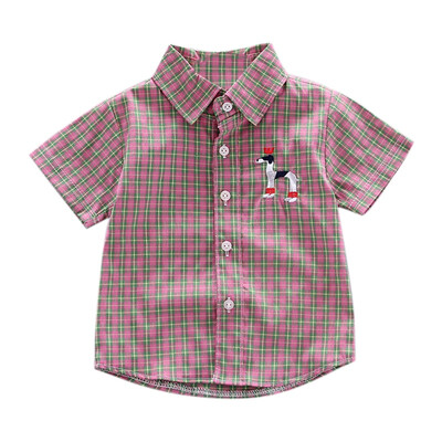 

Toddler Plaid Shirts Summer Outfits Baby boy Short Sleeve Tops Children Plaid Print Button Shirts Kids Blouses Shirt