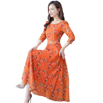 

Women Dress Maxi Long Vestidos Bohemian floral printed Long sleeve Autumn Beach Robe Femme vacation fashion dresses